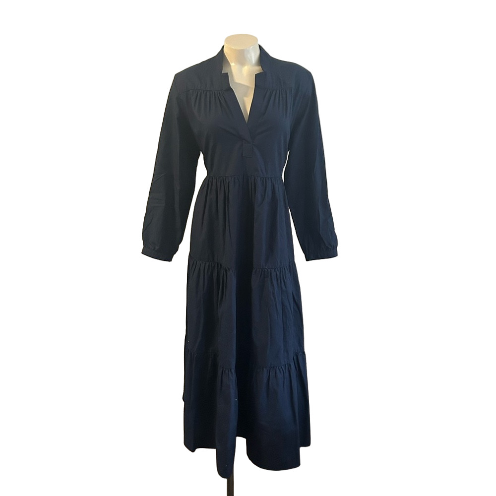 Story Blue Tiered Long Sleeve Sundress  100% cotton XS / S